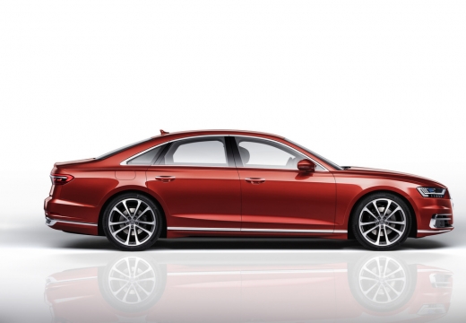 AUDI A8 sedan czerwony jasny boczny prawy