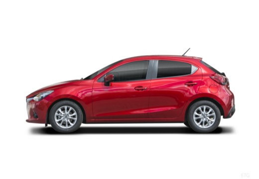 MAZDA 2 hatchback czerwony jasny boczny lewy
