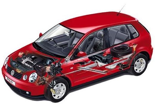 VOLKSWAGEN Polo IV I hatchback czerwony jasny prześwietlenie