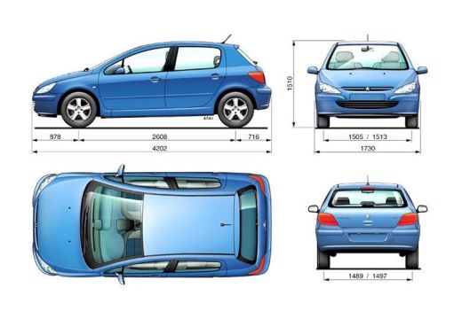 PEUGEOT 307 I hatchback niebieski jasny inne